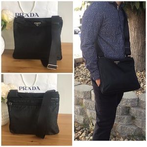 🛍 Authentic PRADA Black Nylon Messenger Bag